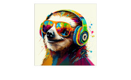 Glasbild Animals with Headphones 30 x 30 cm