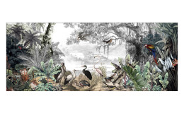 Glasbild Birds in the Jungle 50 x 125 cm