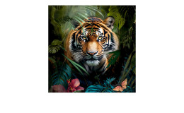 Glasbild Tiger in the Jungle 50 x 50 cm