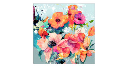 Glasbild Watercolor Flowers 50 x 50 cm
