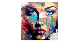Glasbild Colorful Woman Portrait 50 x 50 cm