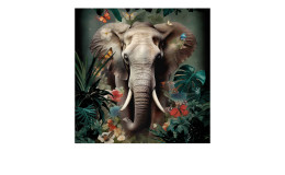Glasbild Elephant in the Jungle 50 x 50 cm