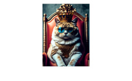 Glasbild The Cat is King 60 x 80 cm