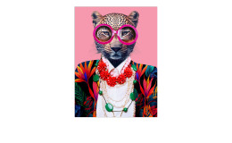 Glasbild Cat with Glasses 60 x 80 cm