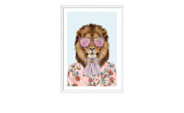 Rahmenbild Lion With Glasses I 75 x 105 cm