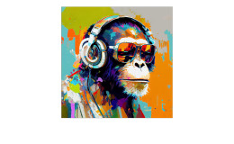 Glasbild Animals With Headphones I 20 x 20 cm