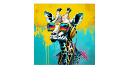 Glasbild Animals With Headphones II 20 x 20 cm