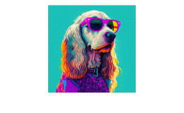 Glasbild Dog With Sunglasses II 20 x 20 cm