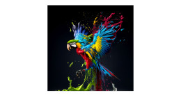 Glasbild Colorful Ara 20 x 20 cm