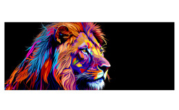 Glasbild Colorful Lion Head V 30 x 80 cm