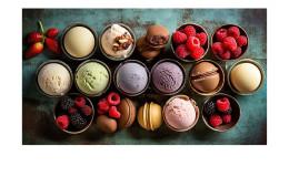 Glasbild Fruits And Ice Cream 30 x 80 cm