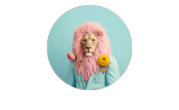 Alubild Pink Lion II 98 cm