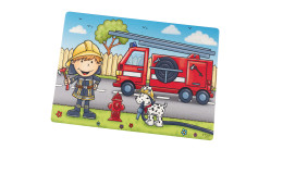 Platzmatte Bernie mit dem Maßen von ca. 45 x 30 cm und hier ist ein Feuerwehrauto drauf zusehen. 