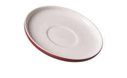 Kaffeeuntere Jasper mit einem Durchmesser von ca. 15 cm und in der Farbe Rot und Weiß.