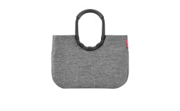 Graue Reisenthel Einkaufstasche Loopshopper L mit Aluminiumgriff, abgebildet auf weißem Hintergrund.