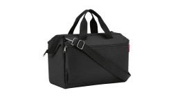 Reisenthel Reisetasche Allrounder S Pocket: schwarz, rechteckig, Griffe, Schulterriemen, Tasche mit Reißverschluss aus recyceltem Polyester.