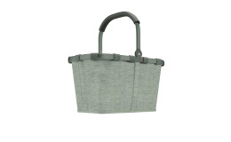 Reisenthel Einkaufskorb Carrybag: rechteckiger grauer Korb, stabiler Aluminiumgriff, Gewebe aus recyceltem Polyester.