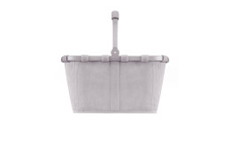 Der Reisenthel Einkaufskorb Carrybag ist ein grauer, rechteckiger Korb mit aufrechtem Griff, der aus recyceltem Polyester besteht.