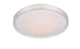 Die Reality LED-Deckenleuchte Varda 39 cm hat eine mattierte weiße Abdeckung für einen sanften, sternförmigen Deckenlichteffekt.