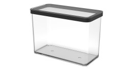 Premium Dose 2,1 l aus transparentem Kunststoff mit schwarzen Absetzungen.