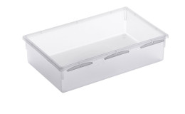 Ordnungssystem Basic 23 x 15 cm aus transparentem Kunststoff.