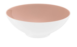 Dessertschale Life 14,6 cm aus Porzellan mit einer weißen Außen- und rosa Innenfarbe.