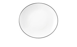 Frühstücksteller Modern Life 21 cm aus Porzellan in weiß mit schwarzem Rand.