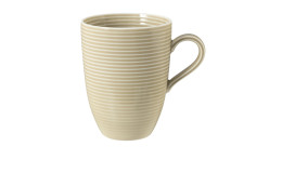 Henkelbecher Beat 350 ml aus Porzellan in Sandbeige.