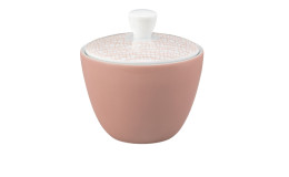 Zuckerdose Life 260 ml aus Porzellan in rosa und weiß.