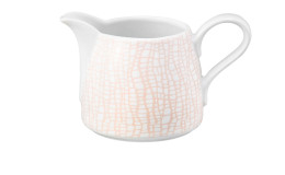 Milchkännchen Life 260 ml aus weißem Porzellan mit rosa Akzenten.