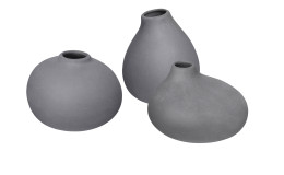 Vasen 3er-Set Nona aus Porzellan in grau.