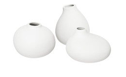 Vasen 3er-Set Nona aus Porzellan in weiß.