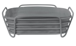 Brotkorb Delara 25,8 x 25,8 cm aussen aus Stahl in grau, innen Bezug aus Baumwolle in grau.