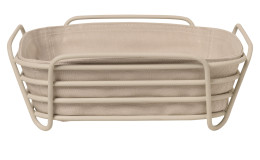 Brotkorb Delara 25,8 x 25,8 cm aussen aus Stahl in taupe, innen der Bezug aus Baumwolle in taupe.