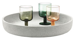 Schale Moon 40 cm aus Polystone in grau.