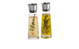 Essig-/Öl-Set Alinjo 16,7 cm aus Glas mit Edelstahldeckel in silber / schwarz.