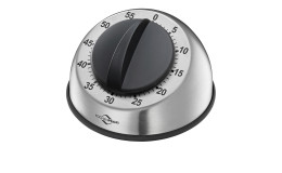 Timer Planet aus silberfarbigem Edelstahl und schwarz