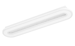 Moderne weiße ovale LED-Deckenleuchte Macchioni 55 cm aus Kunststoff, Leuchtmittel inklusive, strukturierte Innensektion.