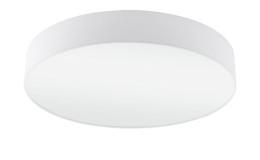 Die LED-Deckenleuchte Pasteri ist eine runde, weiße, flächenbündige Deckenleuchte mit einem glatten, schlichten Design und 57 cm Durchmesser.
