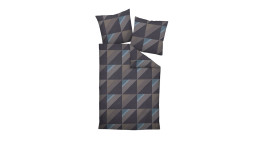 Mako-Satin Bettwäsche 87065 J. D. in der Größe 135 x 200 cm und in der Farbausführung anthrazit, beige, blau kariert und liniert