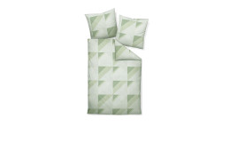 Mako-Satin-Bettwäsche 135x200 cm in Malachitgrün mit geometrischem Muster, inkl. zwei passenden Kissenbezügen.