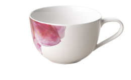 Frühstücksobertasse Rose Garden 450 ml in weiß mit Rosen-Muster 