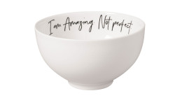 Schale Amazing in weiß mit schwarzer Schrift 