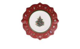 Frühstücksteller Toy's Delight 24 cm mehrfarbig mit Tannenbaum in der Mitte.