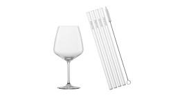 Cocktail-Set After Work Drinks 9-tlg., bestehend aus 4 Gläser, 4 Trinkhalme und eine Baumwollbürste