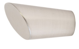 Ein Gardinen-Endstücke Rag 20 mm in gebürstetem Metall, Edelstahl-Optik, mit modernem schrägen zylindrischen Design.