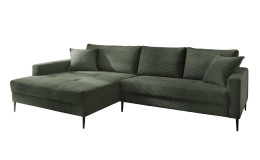 Wohnlandschaft Sunny in Winter Moss, inklusive 3 Rückenkissen und 2 Zierkissen, Ottomane links