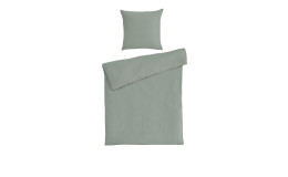 Musselin Bettwäsche 135 x 200 cm in grün.