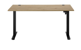 Elektro-Schreibtisch Gedankenplatz in Artisan Eiche Dekor und schwarzem Gestell
