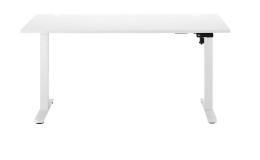 Elektro-Schreibtisch Gedankenplatz in Melamin weiß mit weißem Gestell